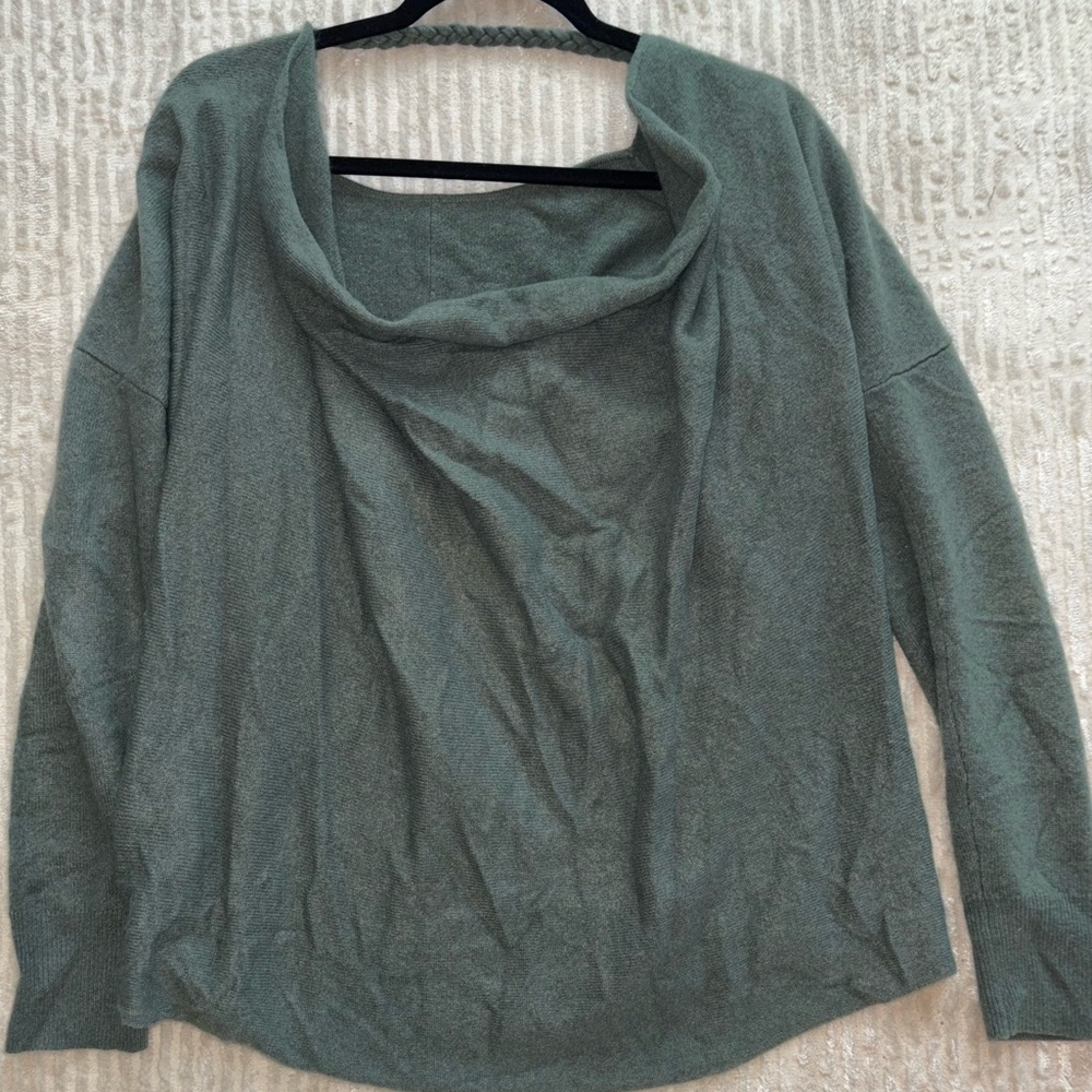 Anthropology Saturday Sunday Reese Low Back Cashmere Green Sweater - Picture 3 of 6